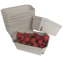Load image into Gallery viewer, Nutley&#39;s fruit punnets fibre biodegradable compostable recycled 500g Fill with strawberries, raspberries, blackberries, cherries, plums, beans, peas, hazelnuts, cobnuts and more	
