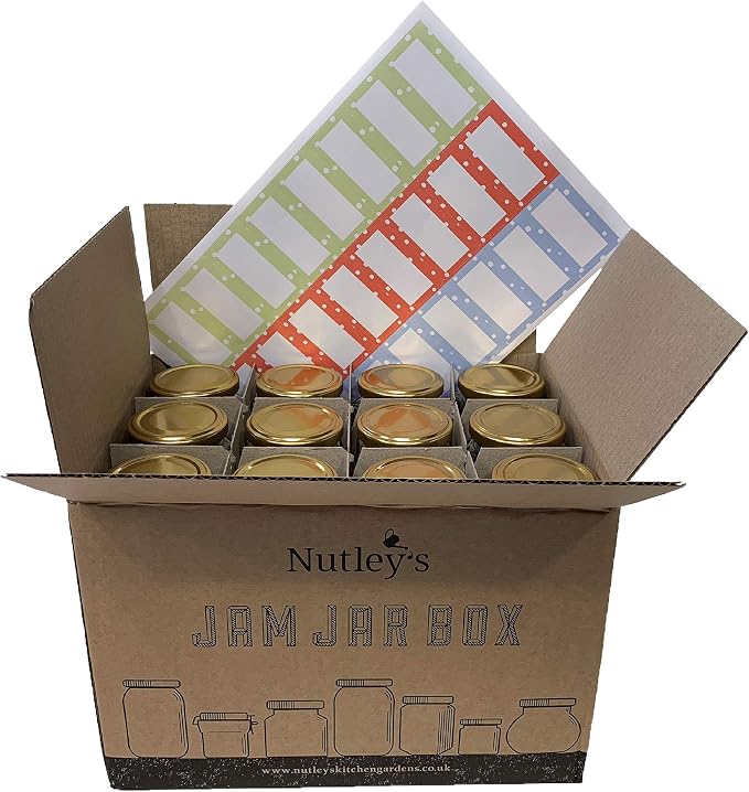 Nutley's 8oz 190ml Hexagonal Jam Jar Box with Screw-Top Lids and Labels