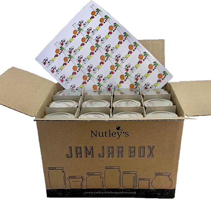 Nutley's 8oz 190ml Hexagonal Jam Jar Box with Screw-Top Lids and Labels
