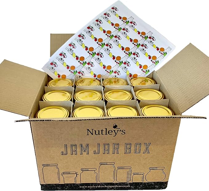 Nutley's 8oz 190ml Hexagonal Jam Jar Box with Screw-Top Lids and Labels