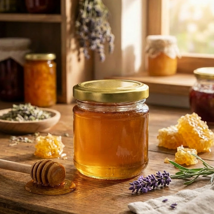 Nutley’s 100ml Round Gold Jam Jars