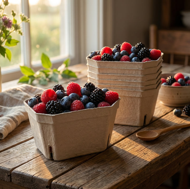 Nutley's 1000g Biodegradable Fruit Punnets - Large Capacity