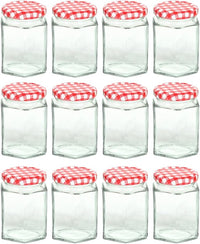 Nutley's 8oz Hexagonal Jam Jars with Screw-Top Lid - Choose Lid Colour & Quantity