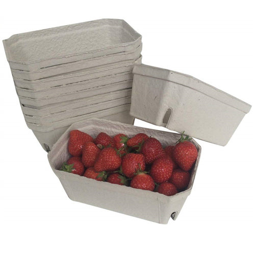 Nutley's fruit punnets fibre biodegradable compostable recycled 500g Fill with strawberries, raspberries, blackberries, cherries, plums, beans, peas, hazelnuts, cobnuts and more	