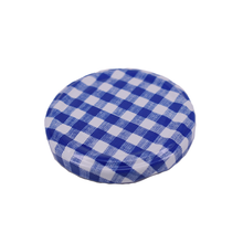 Load image into Gallery viewer, Nutley&#39;s 63mm Blue Gingham Lids
