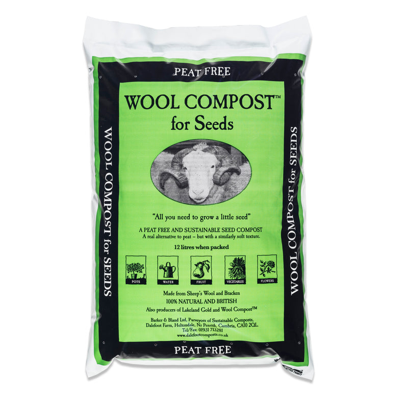 Dalefoot fine wool seed compost peat free nutrient rich from Lake District 12 litre bags Peat Free Compost