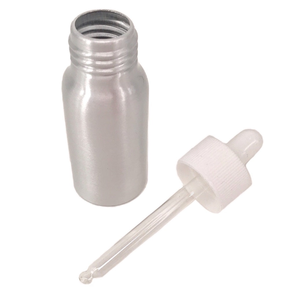 Nutley's 30ml Aluminium Dropper Bottle Pipette Glass Dropper Bottles cosmetics oils fragrance beauty oils white dropper cap modern stylish 