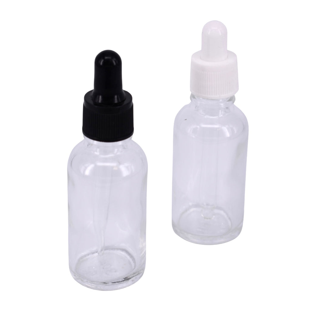Nutley's 30ml Clear Glass Dropper Bottles: Choose Lid Colour
