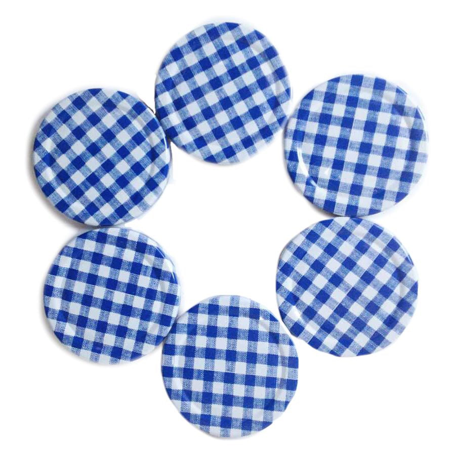 6 Nutley's 63mm Blue Gingham Lids