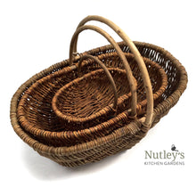 Load image into Gallery viewer, Nutley&#39;s Large Beautiful Hand-Made Rustic Willow Garden Trug Basket wicker trug rustic basket basket with handle biodegradable 

