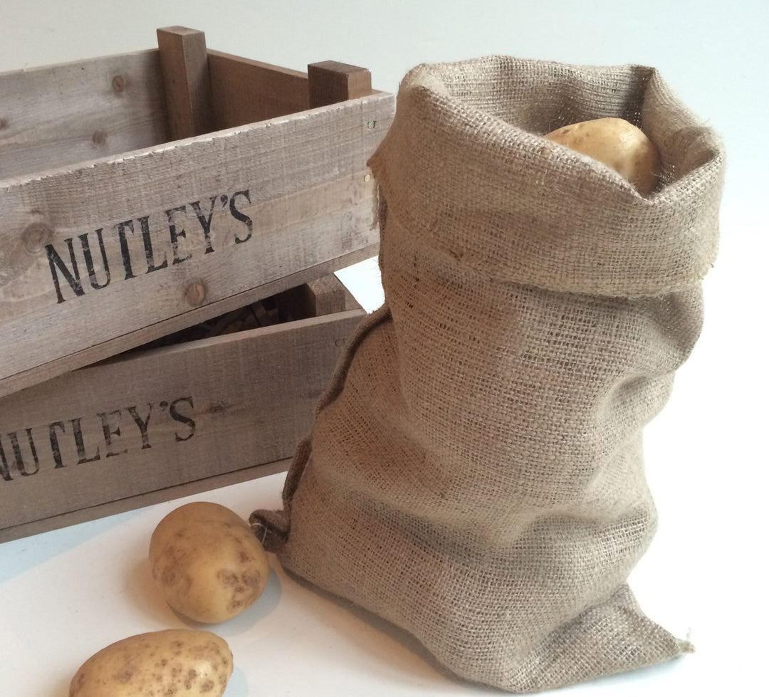 	Hessian Potato Sack Easy Carry 30 x 45cm 5kg Half Size Vegetable Storage Bag 